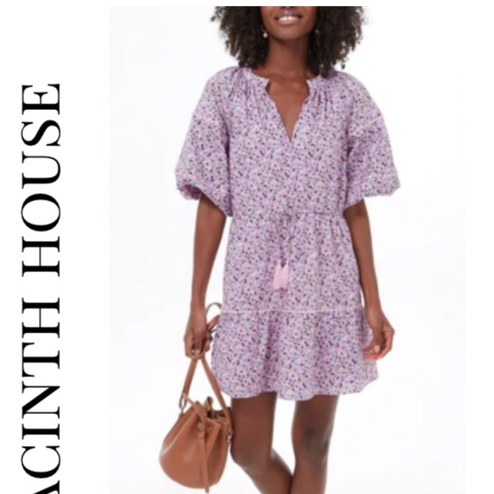 MACINTH HOUSE Lavender Floral Short-Sleeve Mini Dress